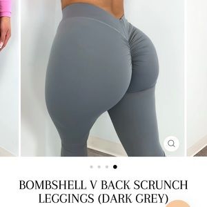 Peachybunz - BOMBSHELL V BACK SCRUNCH LEGGINGS (DARK GREY)